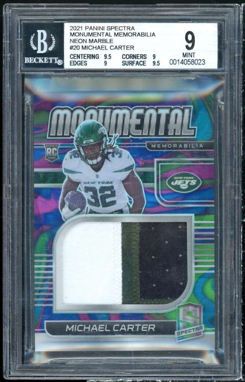 Michael Carter Rookie 2021 Panini Spectra Monumental Mem (Ser 4/4) #MM-MC BGS 9 Image 1