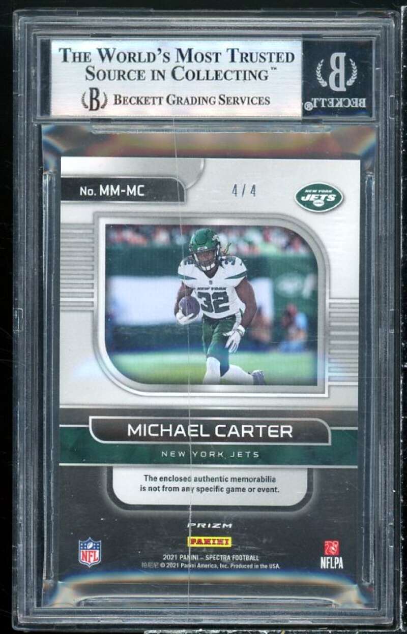 Michael Carter Rookie 2021 Panini Spectra Monumental Mem (Ser 4/4) #MM-MC BGS 9 Image 2