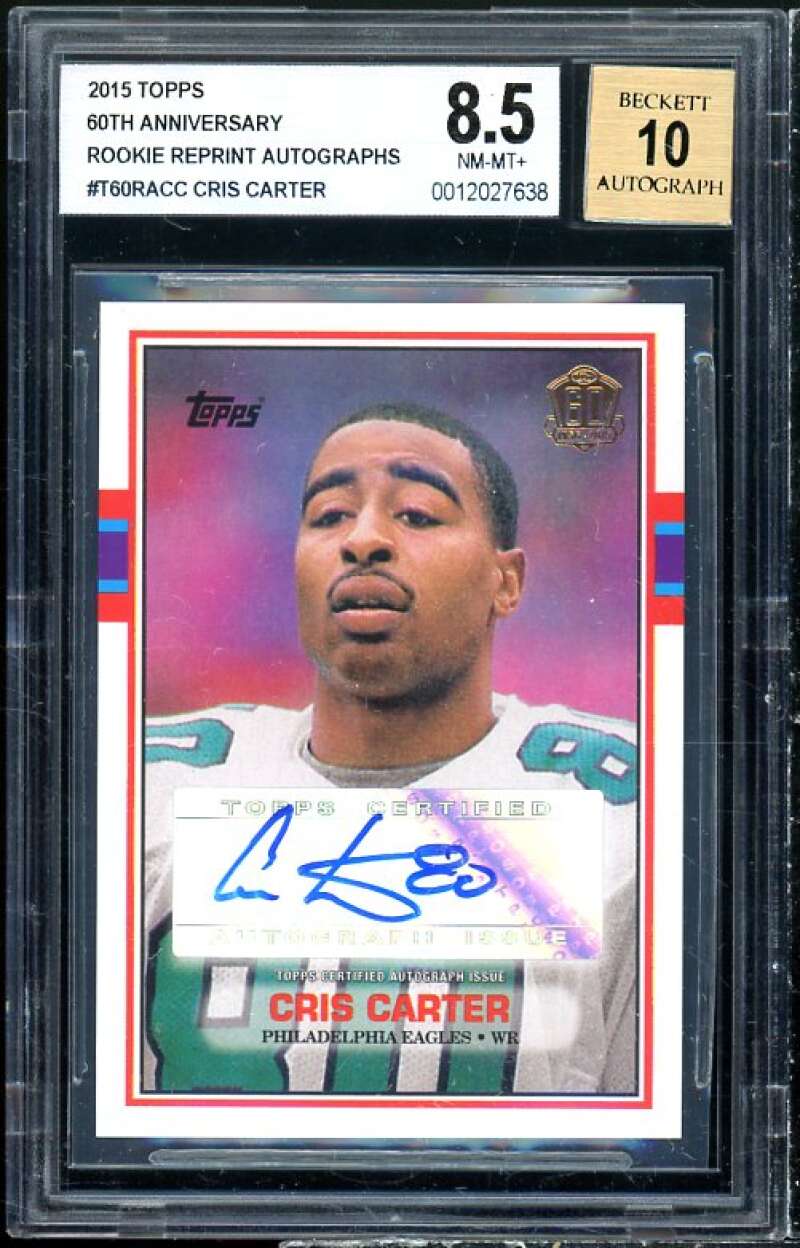 Cris Carter 2015 Topps Anniversary Rookie Reprint Autographs #160RACC BGS 8.5 Image 1