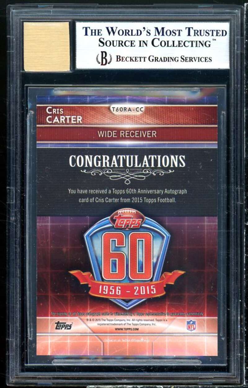 Cris Carter 2015 Topps Anniversary Rookie Reprint Autographs #160RACC BGS 8.5 Image 2