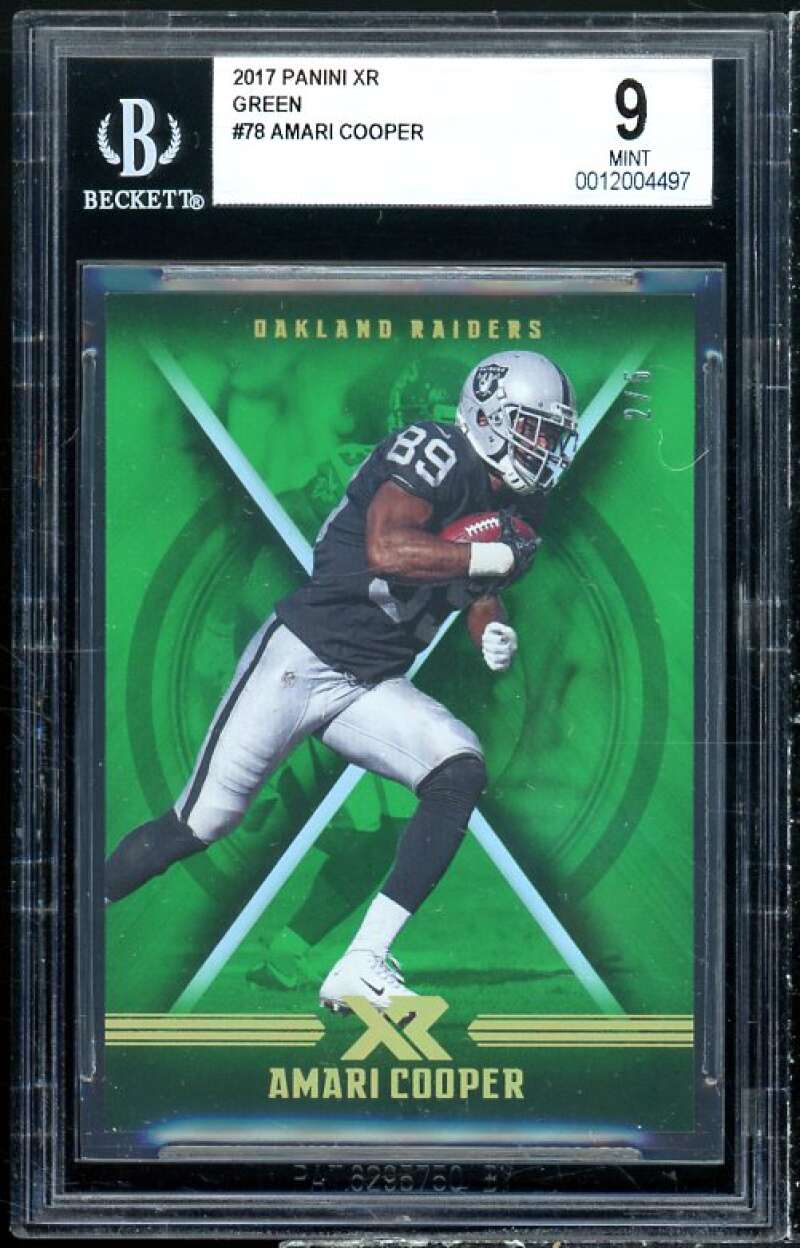 Amari Cooper Rookie Card 2017 Panini XR Green #78 (Ser # 2/5) BGS 9 Image 1