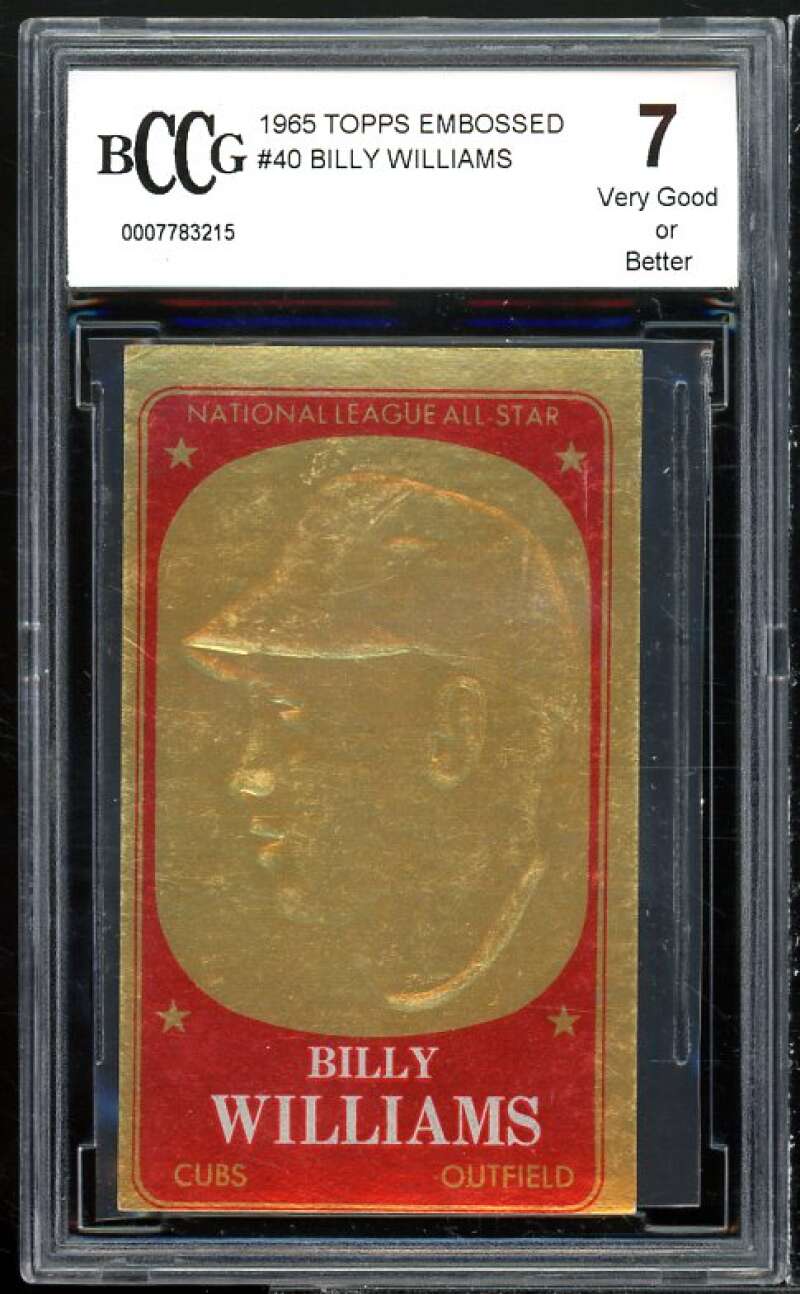 Billy Williams Card 1965 Topps Embossed #40 BGS BCCG 7 Image 1