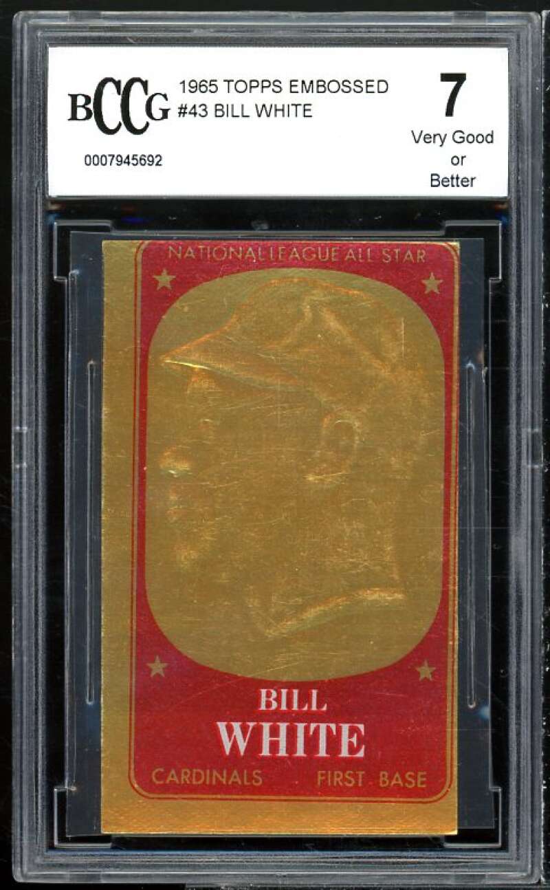 Bill White Card 1965 Topps Embossed #43 BGS BCCG 7 Image 1