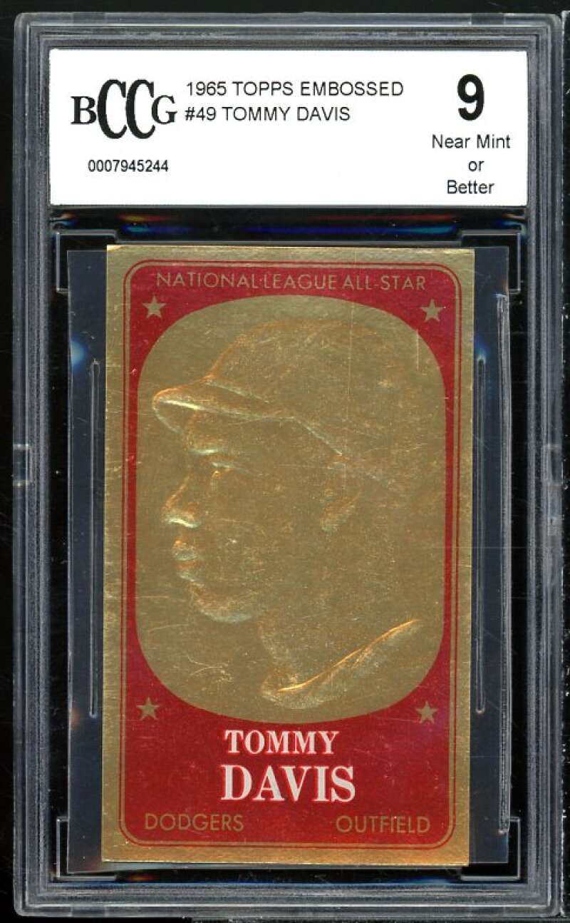 Tommy Davis Card 1965 Topps Embossed #49 BGS BCCG 9 Image 1