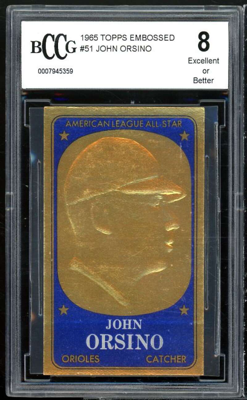 John Orsino Card 1965 Topps Embossed #51 BGS BCCG 8 Image 1