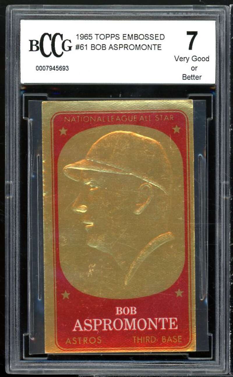 Bob Aspromonte Card 1965 Topps Embossed #61 BGS BCCG 7 Image 1