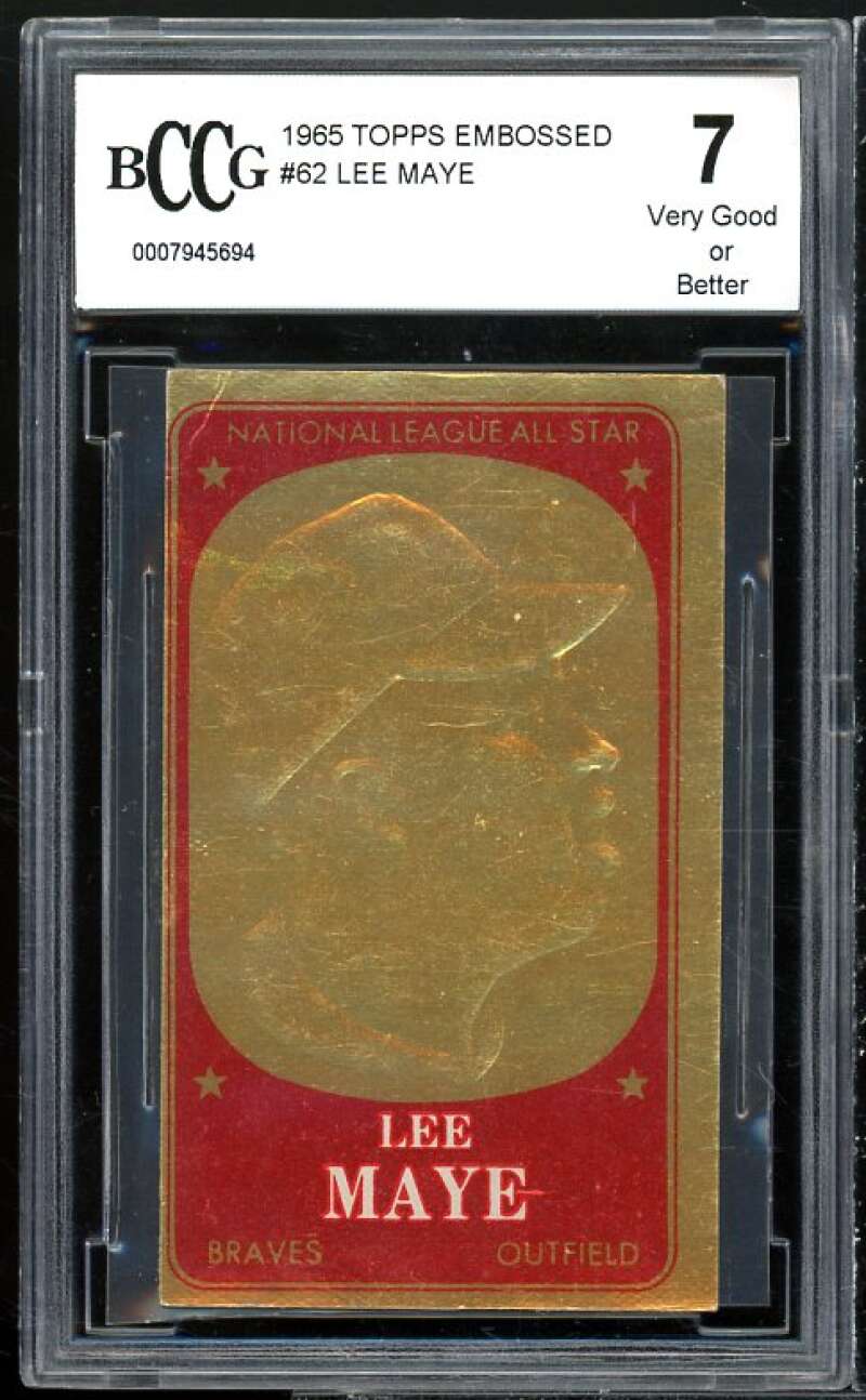 Lee Maye Card 1965 Topps Embossed #62 BGS BCCG 7 Image 1