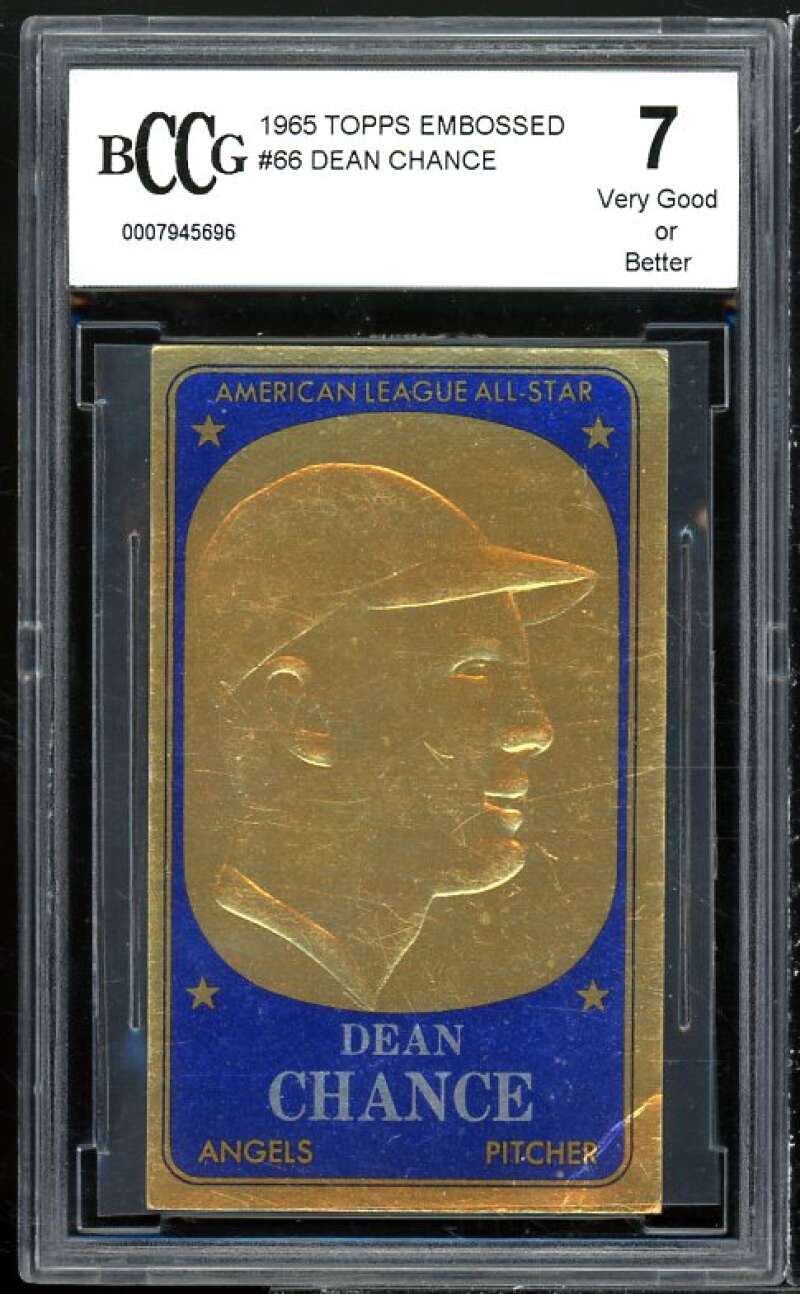 Dean Chance Card 1965 Topps Embossed #66 BGS BCCG 7 Image 1