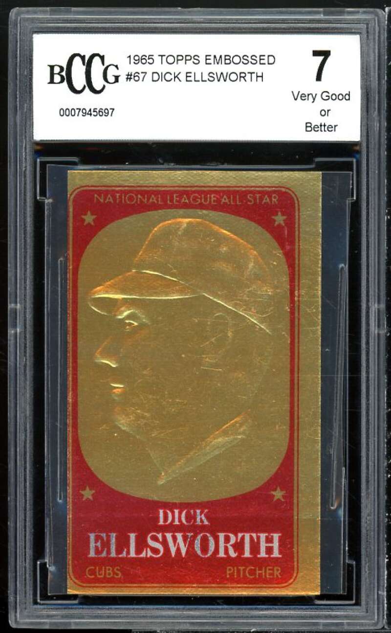 Dick Ellsworth Card 1965 Topps Embossed #67 BGS BCCG 7 Image 1