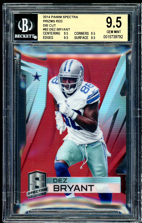 Dez Bryant 2014 Panini Spectra Prizms Red Die Cut #82 (serial 2/5) BGS 9.5 Image 1