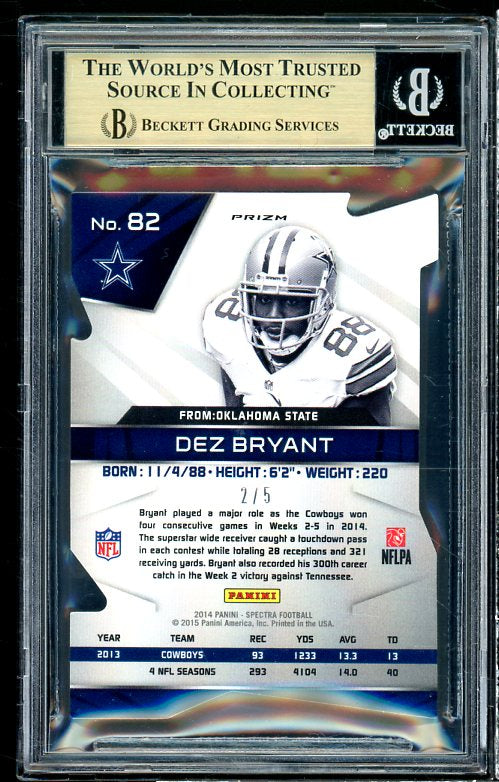 Dez Bryant 2014 Panini Spectra Prizms Red Die Cut #82 (serial 2/5) BGS 9.5 Image 2