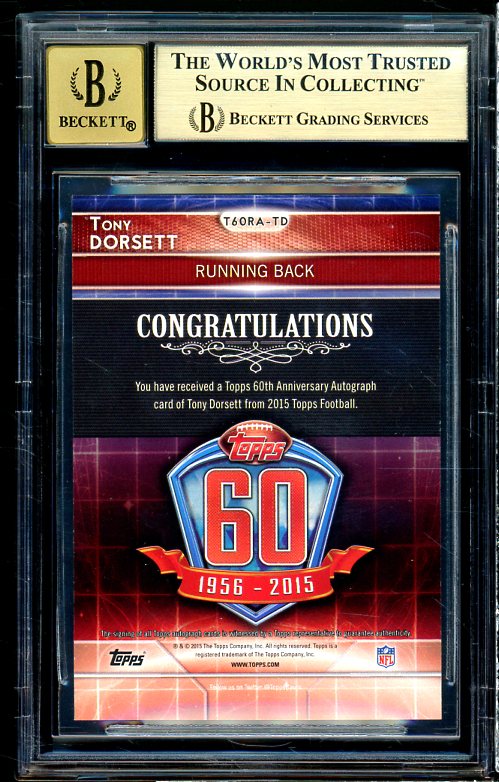 Tony Dorsett 2015 Topps 60th Anniversary Rookie Reprint Autographs #60 BGS 9.5 Image 2