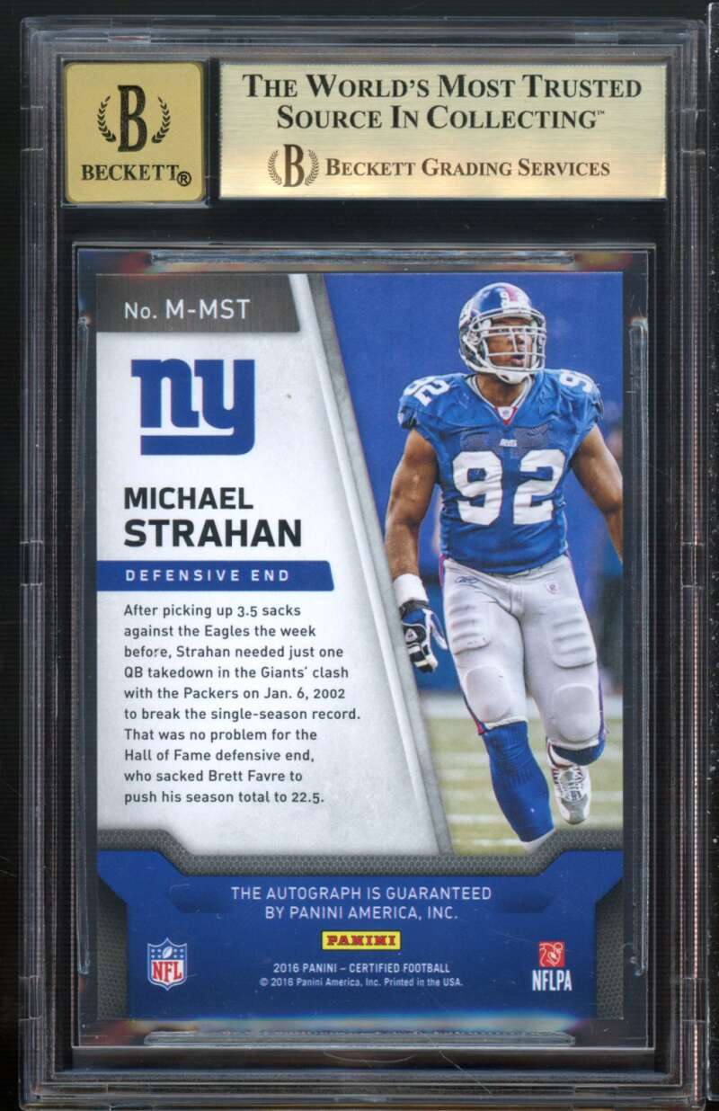 Michael Strahan 2016 Certified Signatures Mirror Green #69 (ser 4/5) BGS 9.5 Image 2