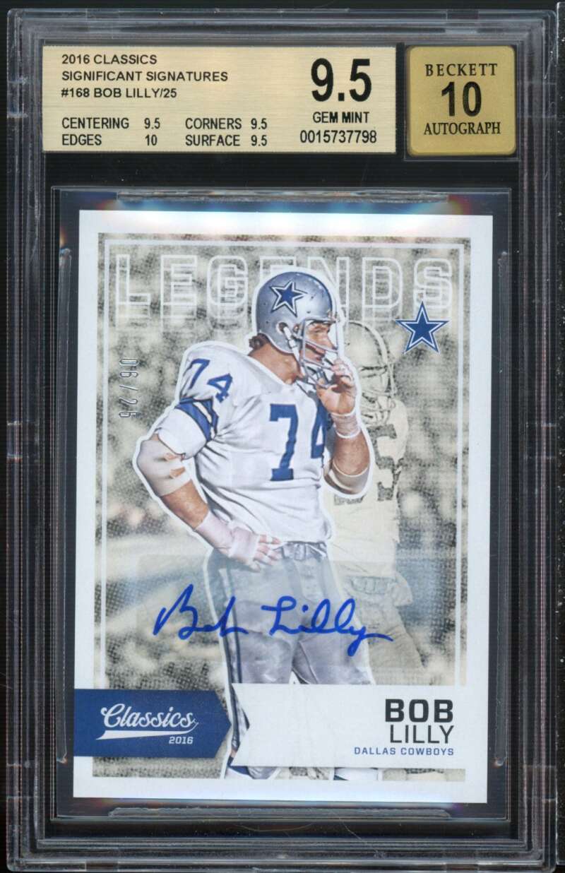 Bob Lilly 2016 Classics Significant Signatures #168 (serial 6 of 25) BGS 9.5 Image 1