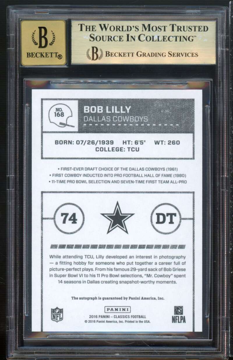 Bob Lilly 2016 Classics Significant Signatures #168 (serial 6 of 25) BGS 9.5 Image 2