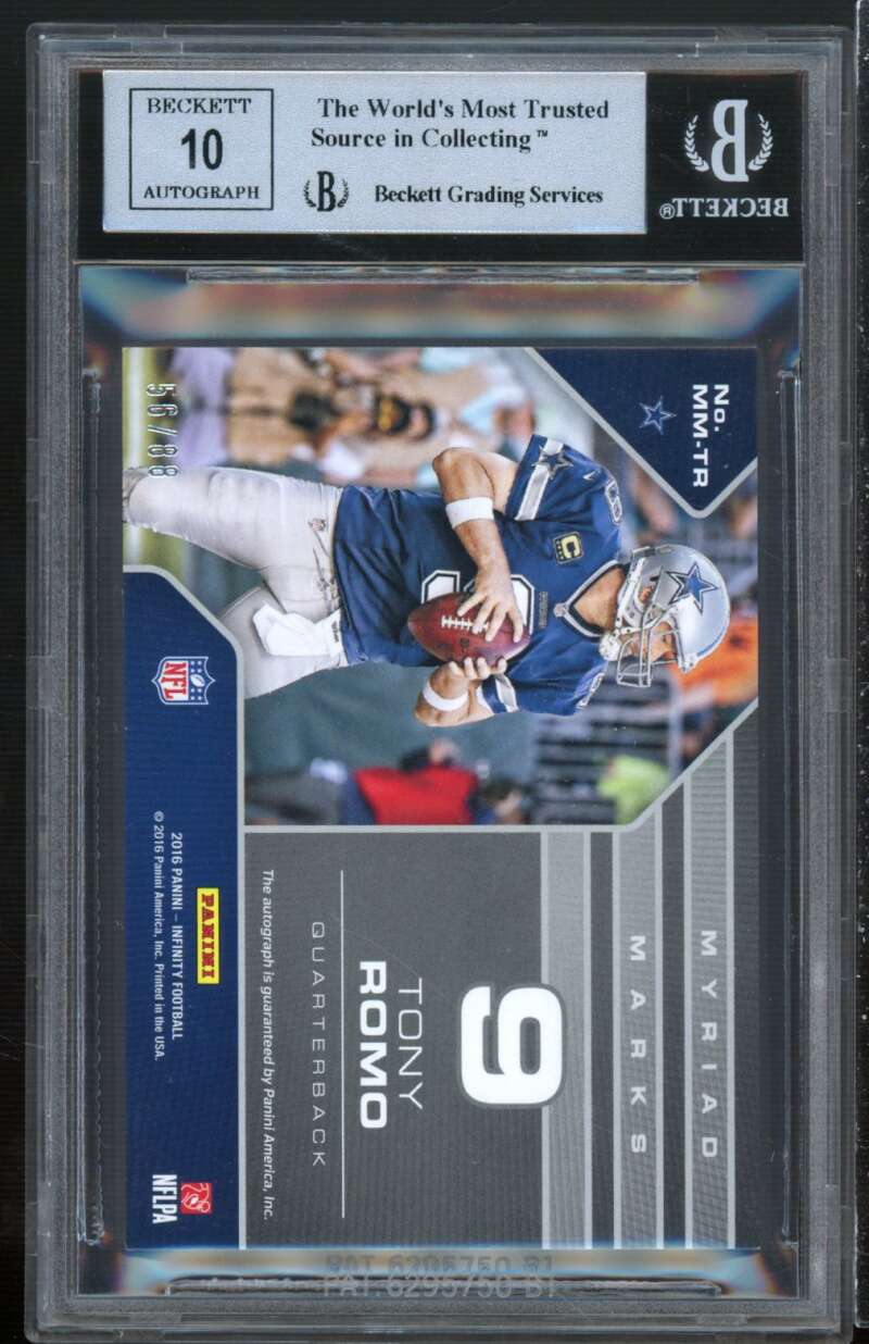 Tony Romo 2016 Panini Infinity Myriad Marks #11 (pop 1) BGS 9 (9.5 8.5 9.5 9.5) Image 2