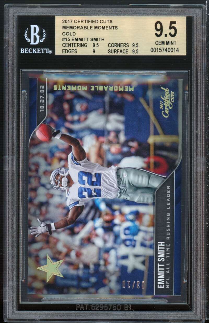 Emmitt Smith 2017 Certified Cuts Memorable Moments Gold #15 (ser 3/10) BGS 9.5 Image 1