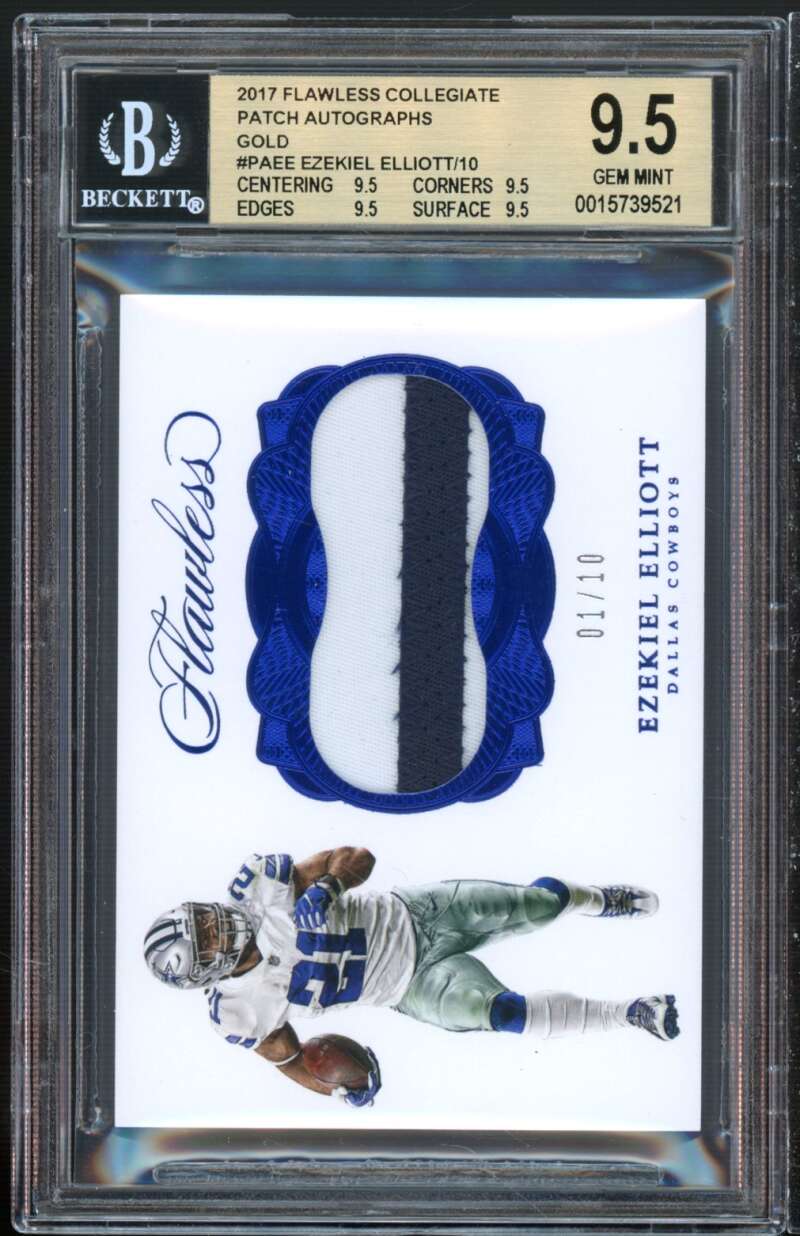 Ezekiel Elliott 2017 Flawless Collegiate Patch Gold #paee (1/10) BGS 9.5 Image 1