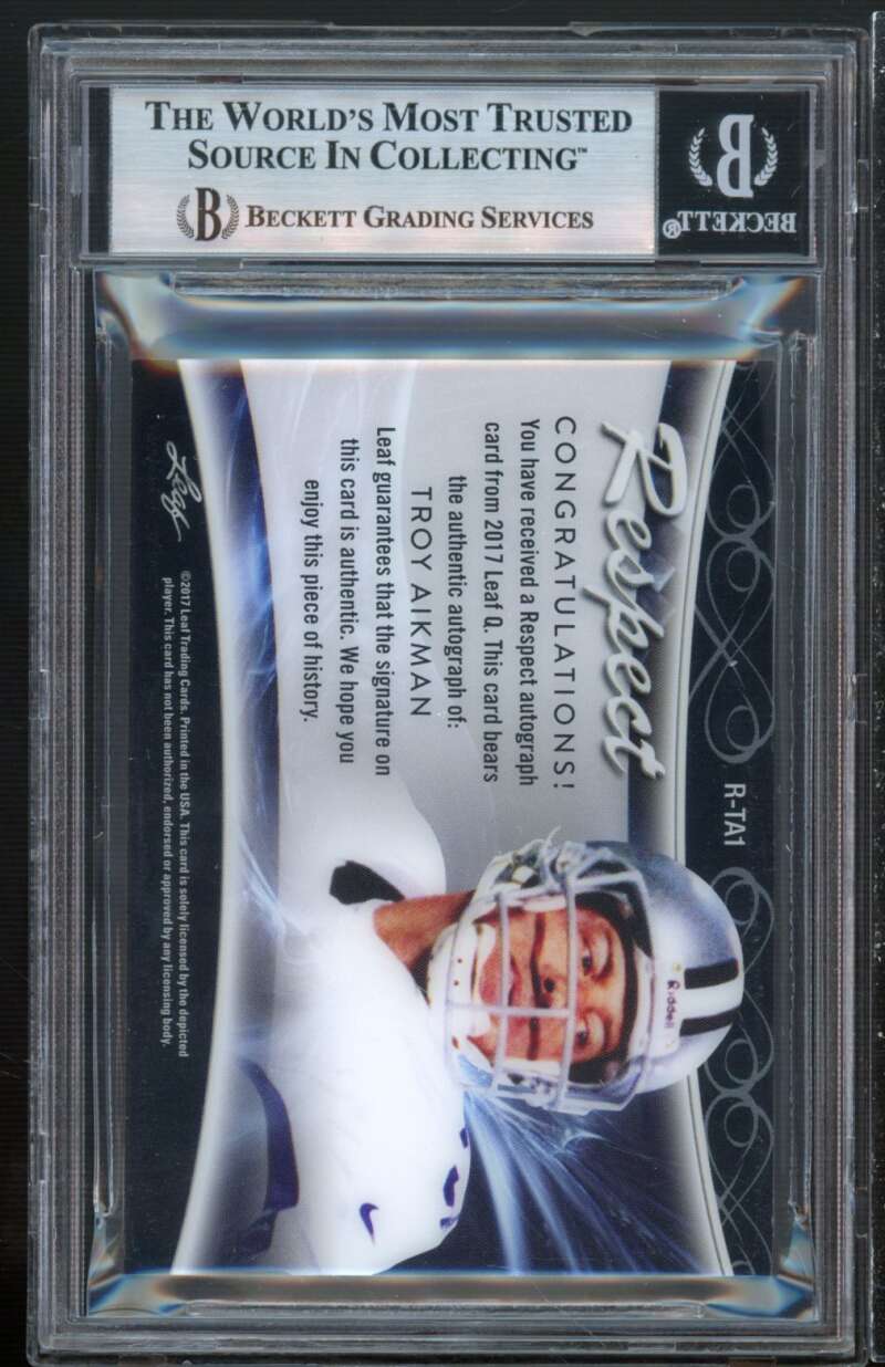 Troy Aikman 2017 Leaf Q Respect Signatures #rta1 (ser 21/35) (pop 1) BGS 8.5 Image 2