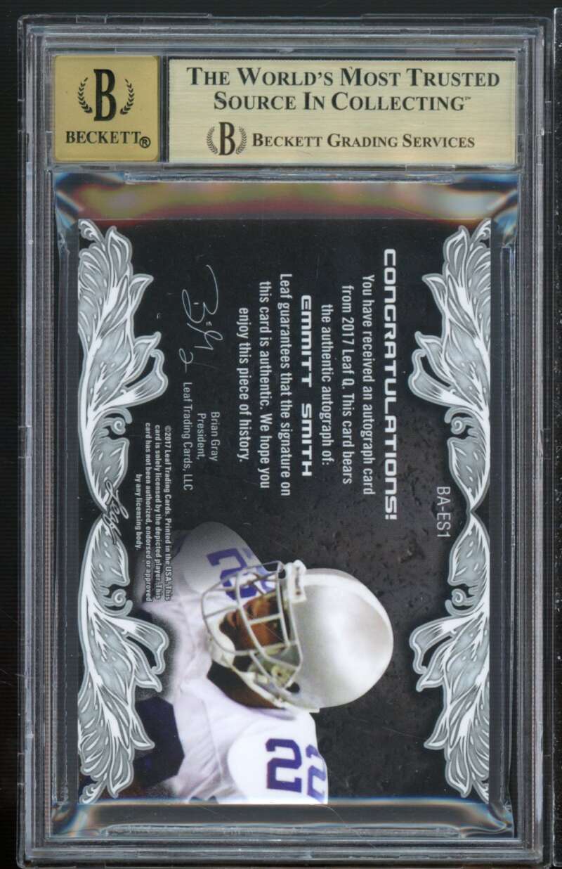 Emmitt Smith 2017 Leag Q Autographs Spectrum Red #baes1 (2/10) (pop 1) BGS 9.5 Image 2