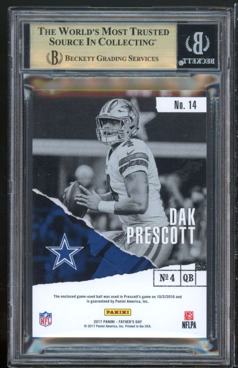 Dak Prescott 2017 Panini Father's Day Game-Dated Mem Cracked Ice #14 BGS 9.5 Image 2