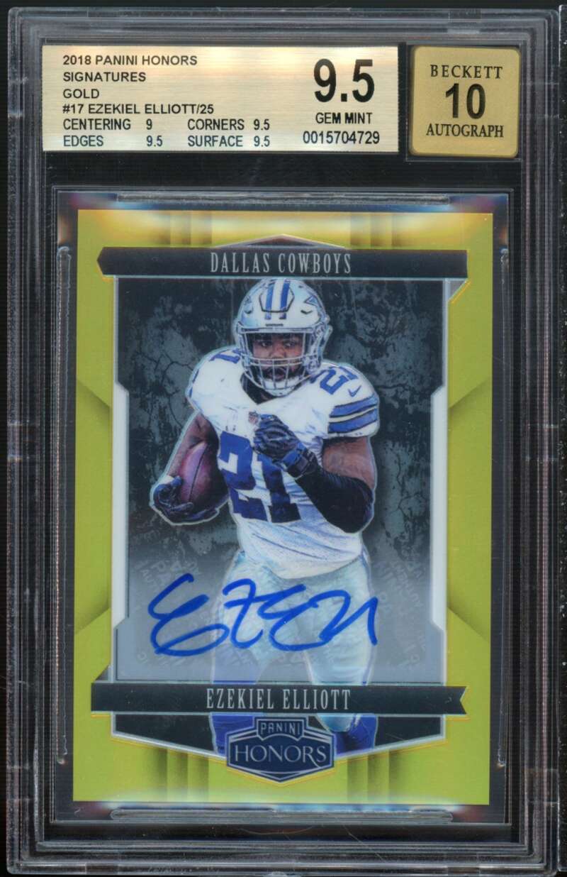 Ezekiel Elliott 2018 Panini Honors Signatures Gold #17 (10/25) (pop 3) BGS 9.5 Image 1