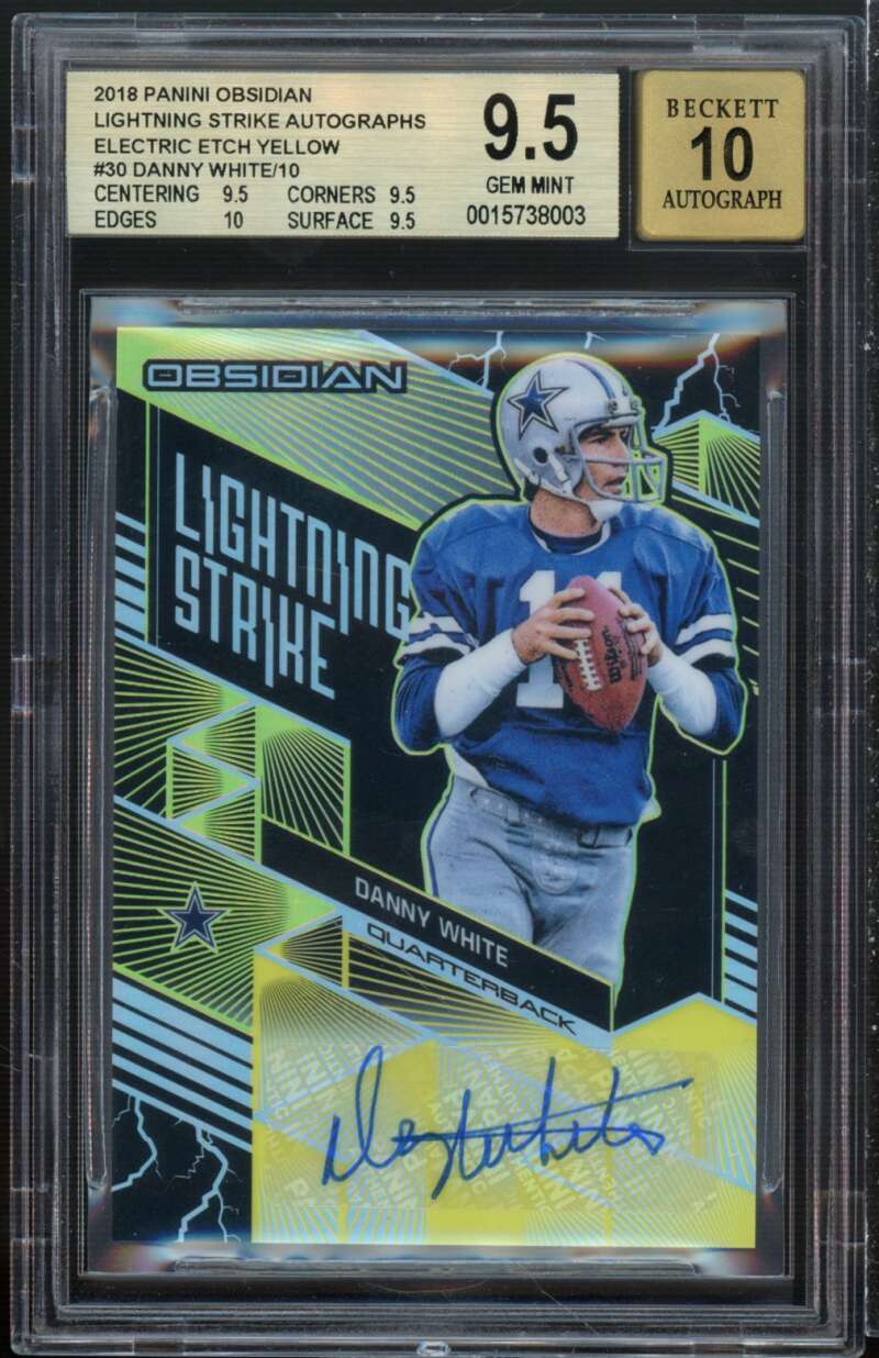 Danny White 2018 Panini Obsidian Lightning Strike Auto Etch Yellow #30 BGS 9.5 Image 1