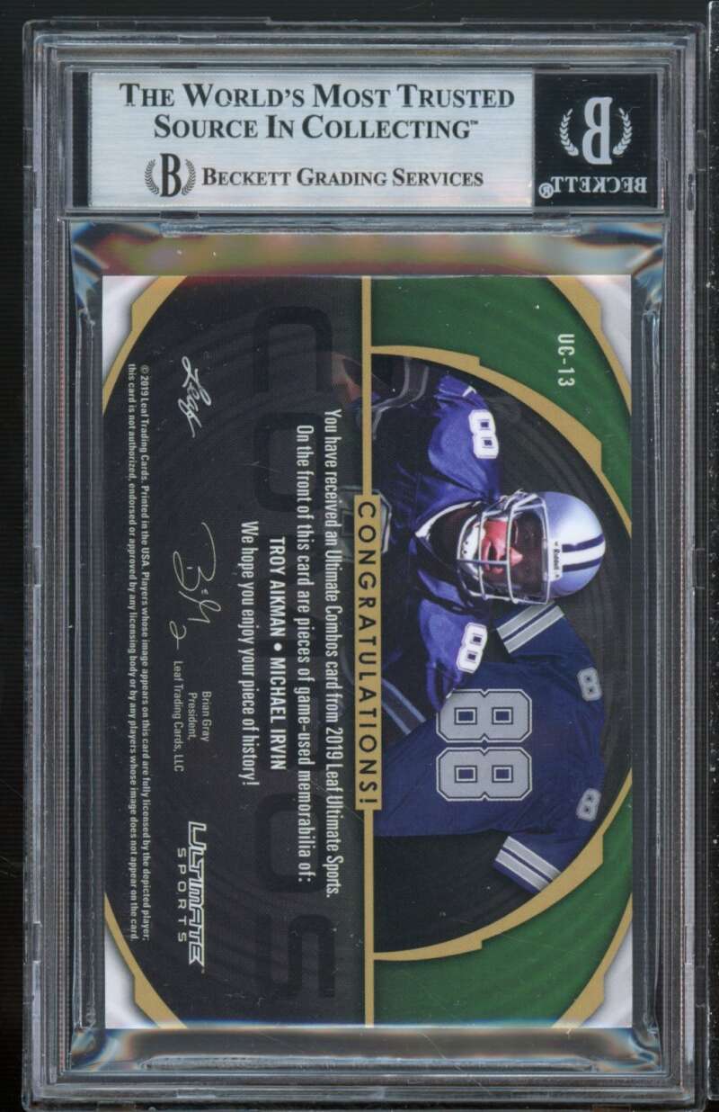 Irvin/Aikman 2019 Leaf Ultimate Sports Combos Spectrum Foil #13 (1/5) BGS 8.5 Image 2