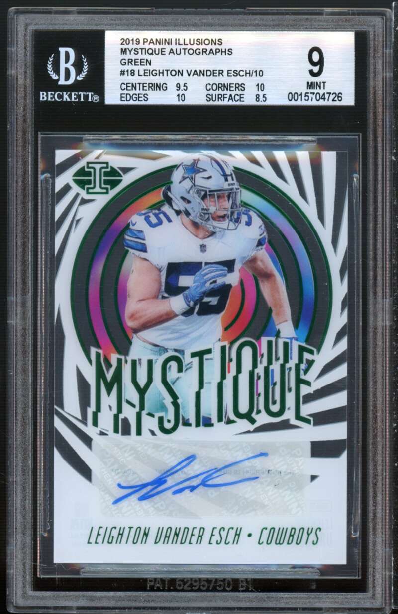 Leighton Vander Esch 2018 Panini Illusions Mystique Auto Green #18 (7/10 BGS 9 Image 1