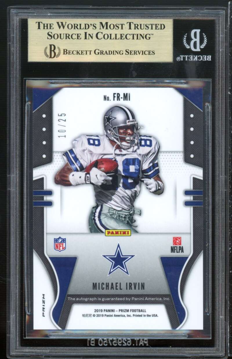 Michael Irvin 2019 Panini Franchise Legends Sigs Prizms Green Scope #9 BGS 9.5 Image 2