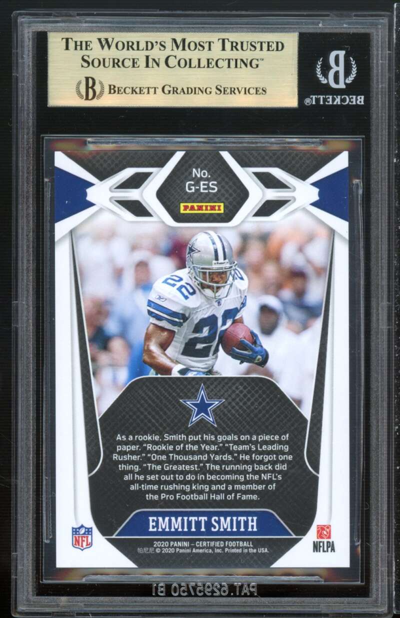 Emmitt Smith 2020 Certified Greatest Mirror Gold #10 (9/25) (PRISTINE) BGS 10 Image 2