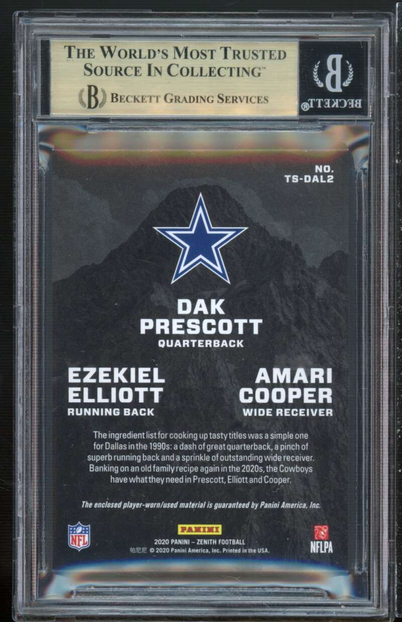 Elliott/Cooper/Dak Prescott 2020 Zenith Team Summitt Material Copper #10 BGS 9.5 Image 2