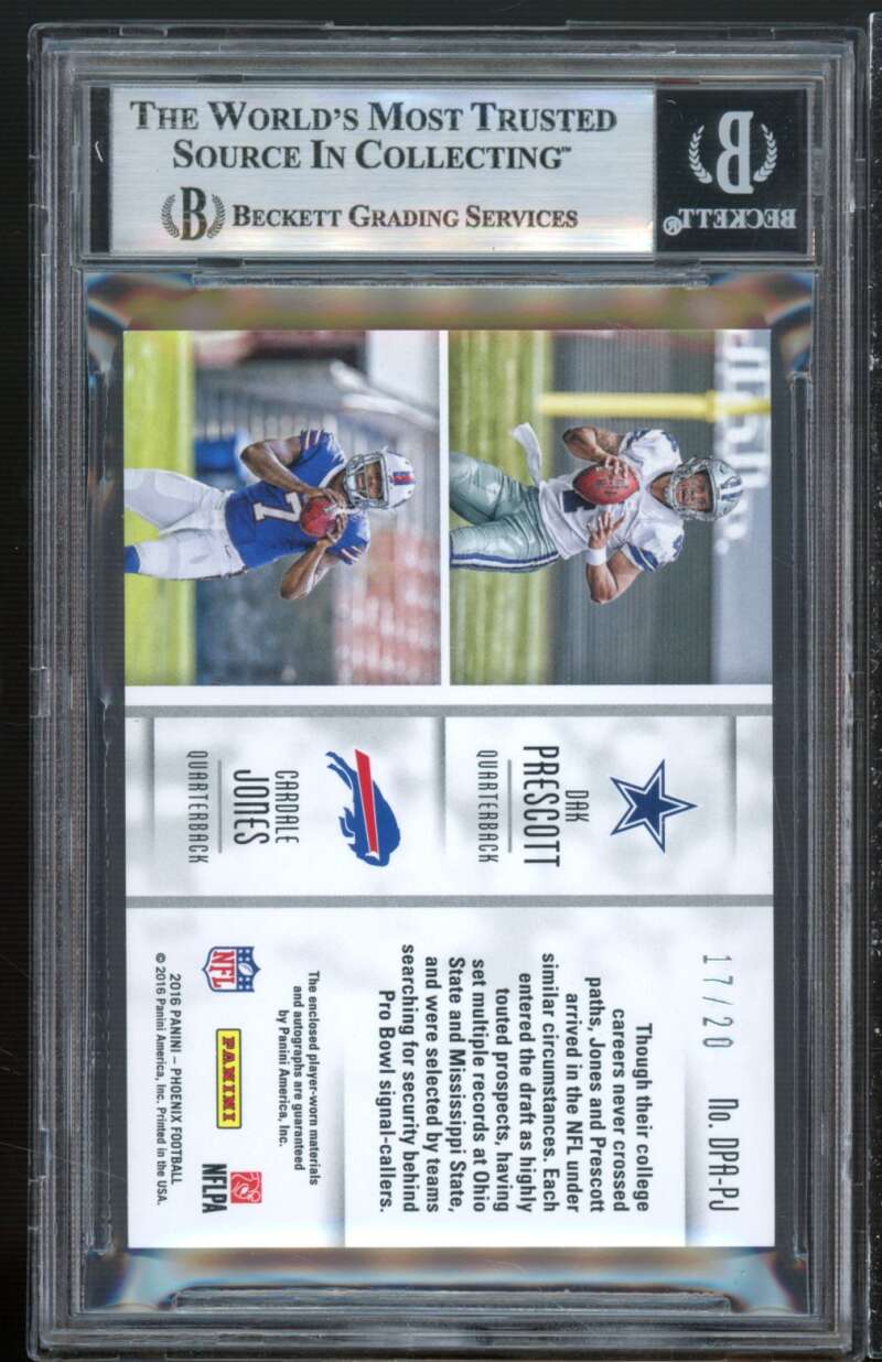 Dak Prescott Rookie 2016 Panini Phoenix Dual Patch Autograph #16 (17/20) BGS 9 Image 2