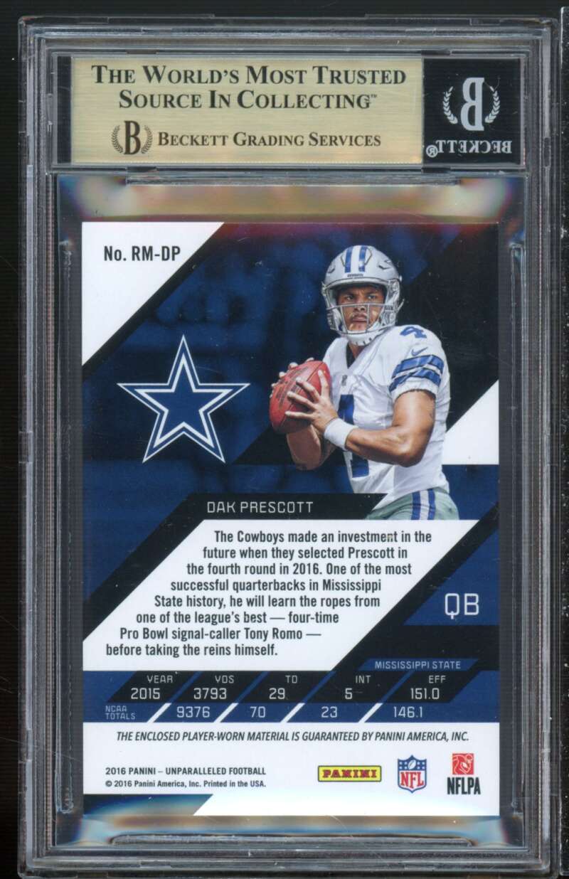 Dak Prescott Rookie 2016 Panini Unparalleled Jersey #29 BGS 9.5 (9.5 9.5 9.5 10) Image 2