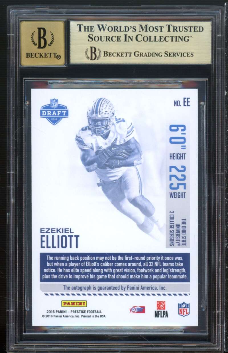 Ezekiel Elliott Rookie 2016 Prestige Draft Day Signatures #ee (pop 7) BGS 9.5 Image 2