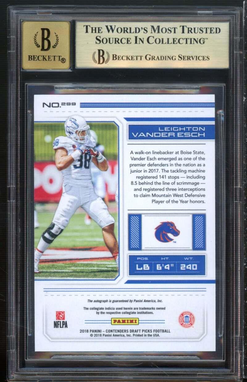 Leighton Vander Esch Rookie Card 2018 Contenders Draft Picks Auto #299 BGS 9.5 Image 2