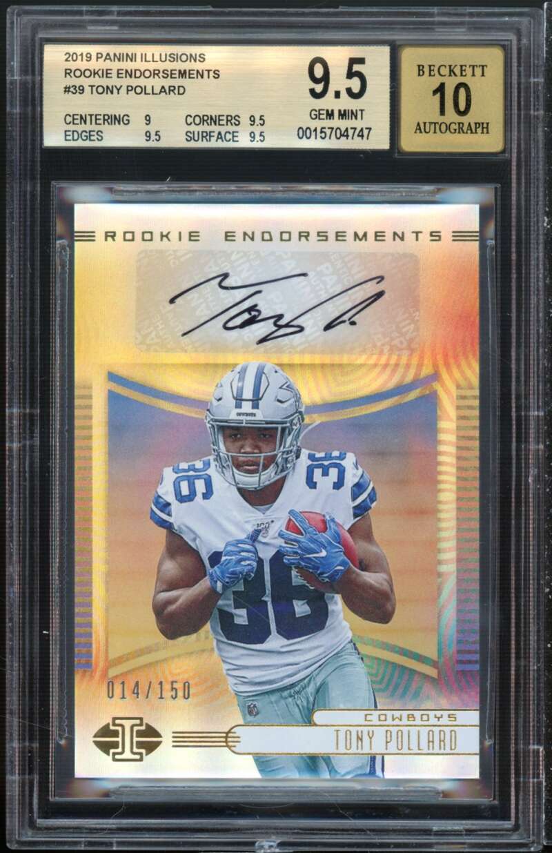 Tony Pollard Rookie Card 2019 Panini Illusions Rookie Endorsements #39 BGS 9.5 Image 1