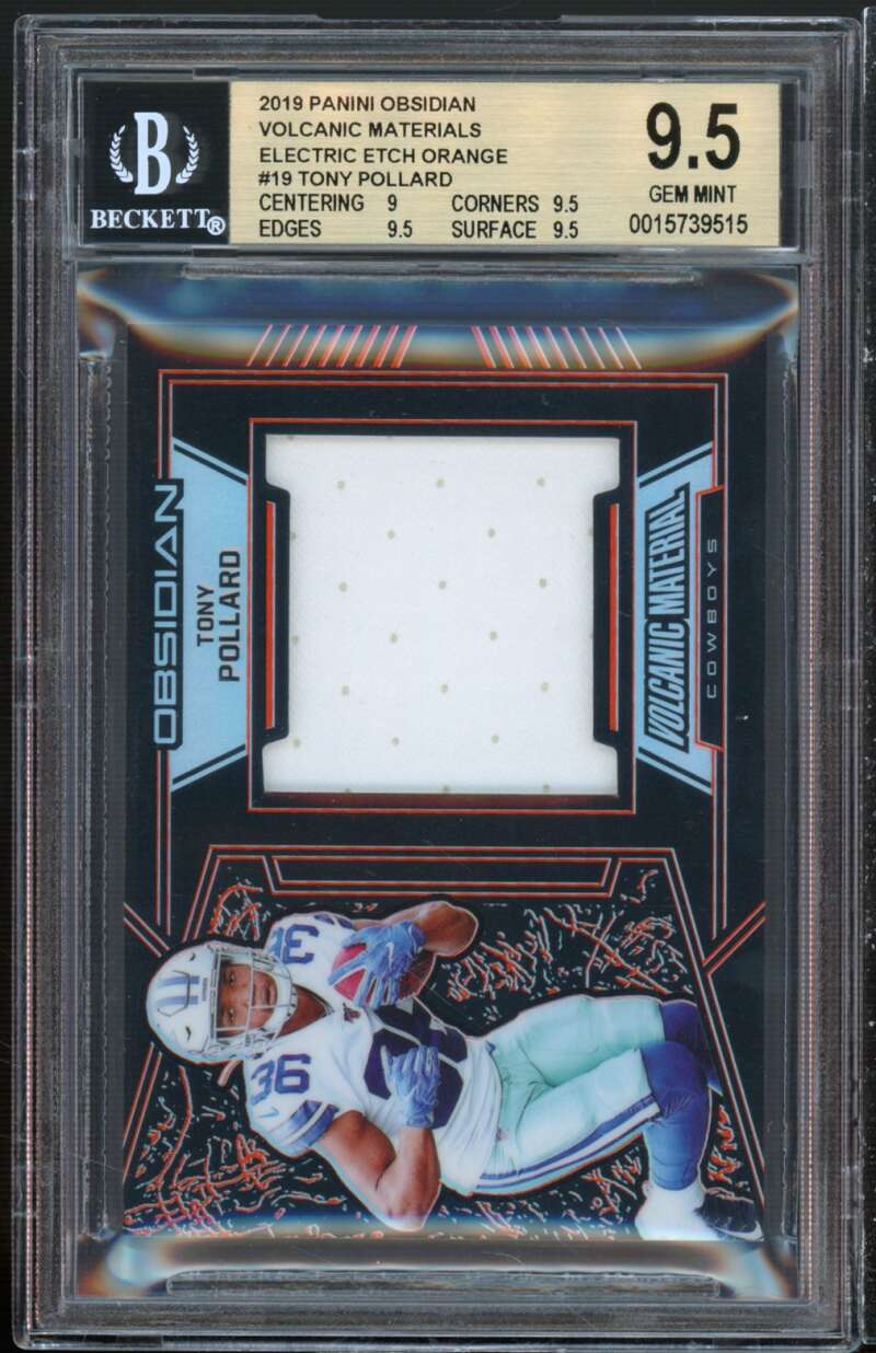 Tony Pollard Rookie 2019 Obsedian Volcanic Materials Etch Orange #19 BGS 9.5 Image 1