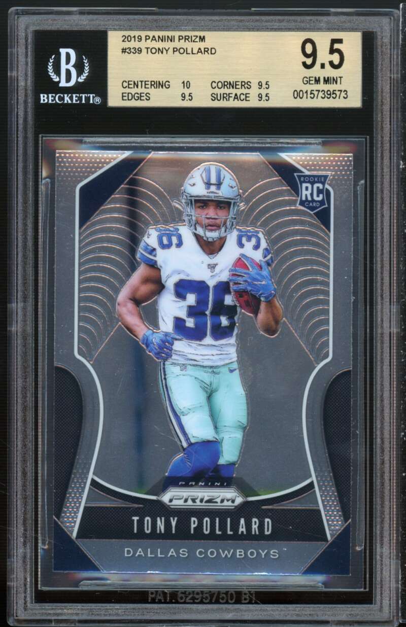 Tony Pollard Rookie Card 2019 Panini Prizm #339 BGS 9.5 (10 9.5 9.5 9.5) Image 1