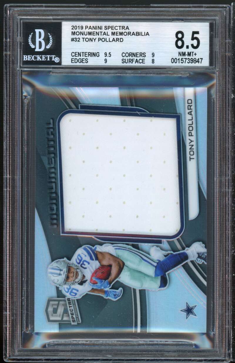 Tony Pollard Rookie Card 2019 Panini Spectra Monumental Memorabilia #32 BGS 8.5 Image 1