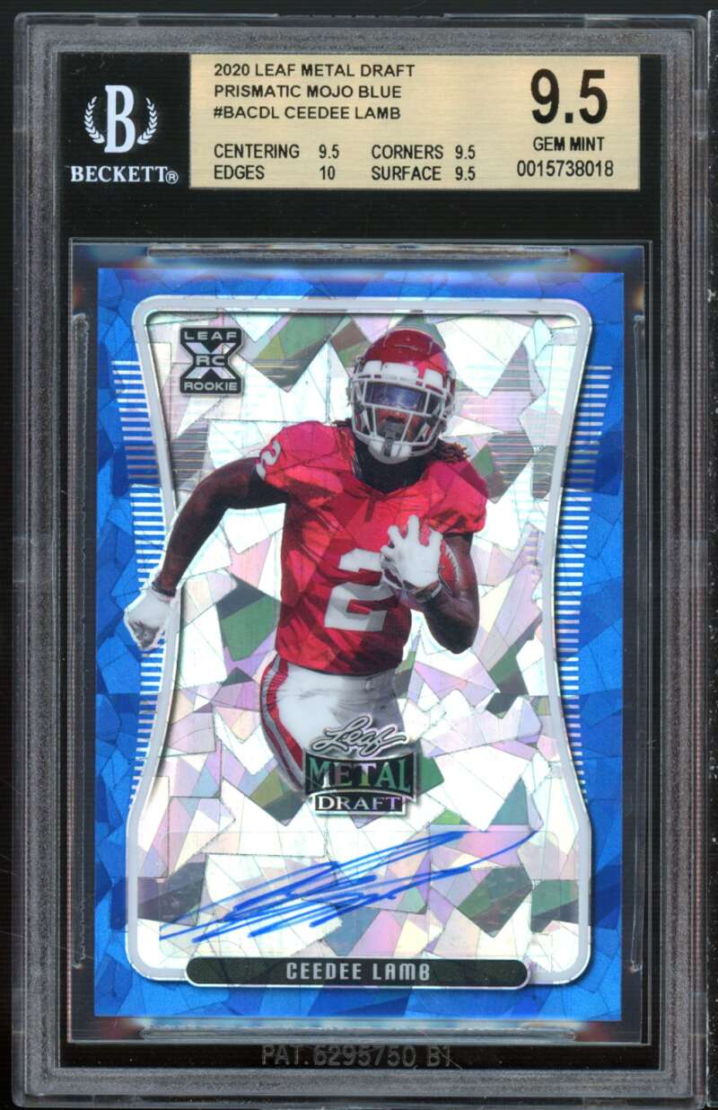 CeeDee Lamb Rookie 2020 Leaf Metal Draft Prismatic Mojo Blue #cdl (4/10) BGS 9.5 Image 1