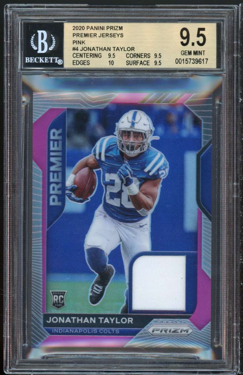 Jonathan Taylor Rookie Card 2020 Panini Prizm Premier Jerseys Pink #4 BGS 9.5 Image 1