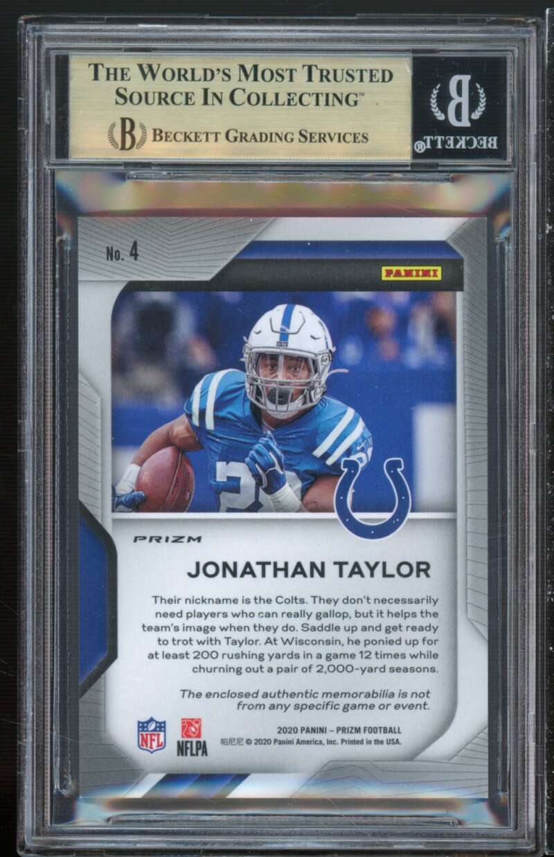 Jonathan Taylor Rookie Card 2020 Panini Prizm Premier Jerseys Pink #4 BGS 9.5 Image 2