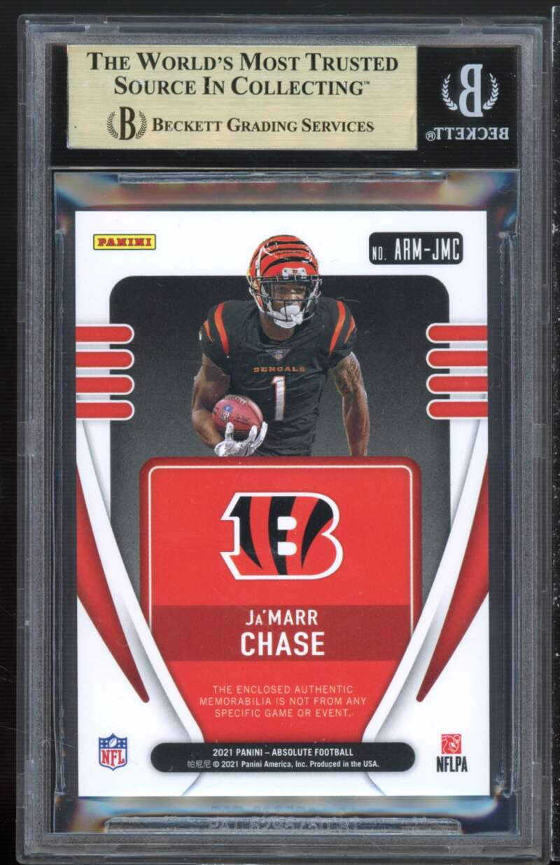 Ja'Marr Chase Rookie 2021 Panini Absolute Rookie Materials #15 (pop 3) BGS 9.5 Image 2