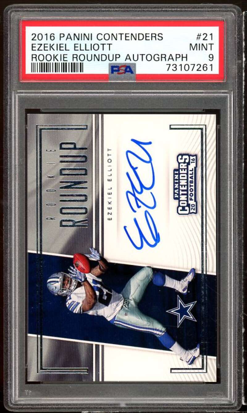 Ezekiel Elliot Rookie 2016 Panini Contenders Roundup Autograph #21 (pop 2) PSA 9 Image 1