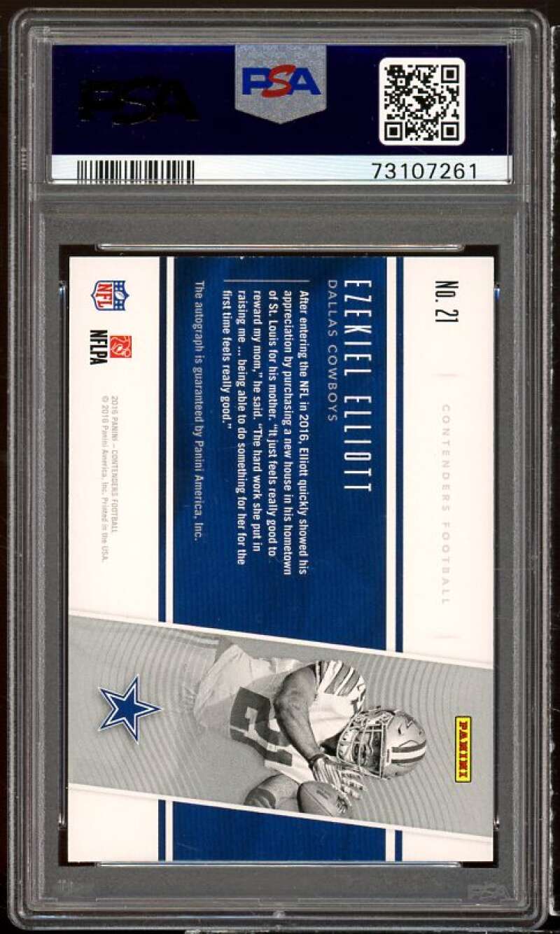 Ezekiel Elliot Rookie 2016 Panini Contenders Roundup Autograph #21 (pop 2) PSA 9 Image 2