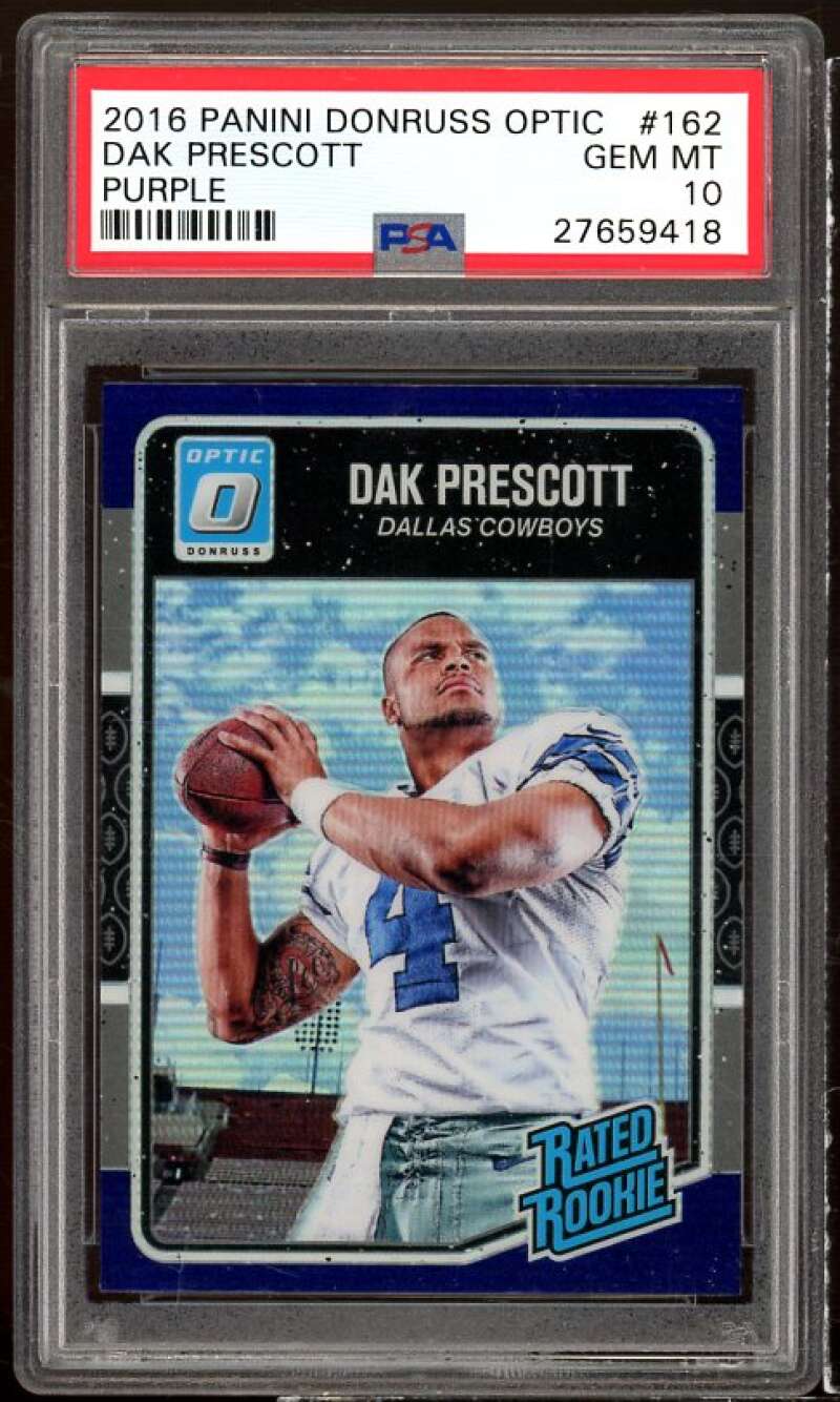 Dak Prescott Rookie Card 2016 Panini Donruss Optic Purple #162 PSA 10 Image 1