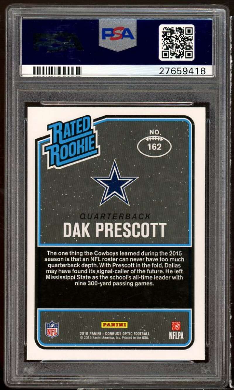 Dak Prescott Rookie Card 2016 Panini Donruss Optic Purple #162 PSA 10 Image 2