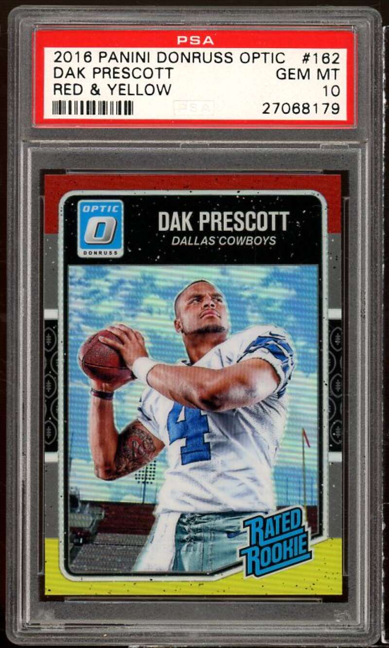 Dak Prescott Rookie Card 2016 Panini Donruss Optic Red yellow #162 PSA 10 Image 1