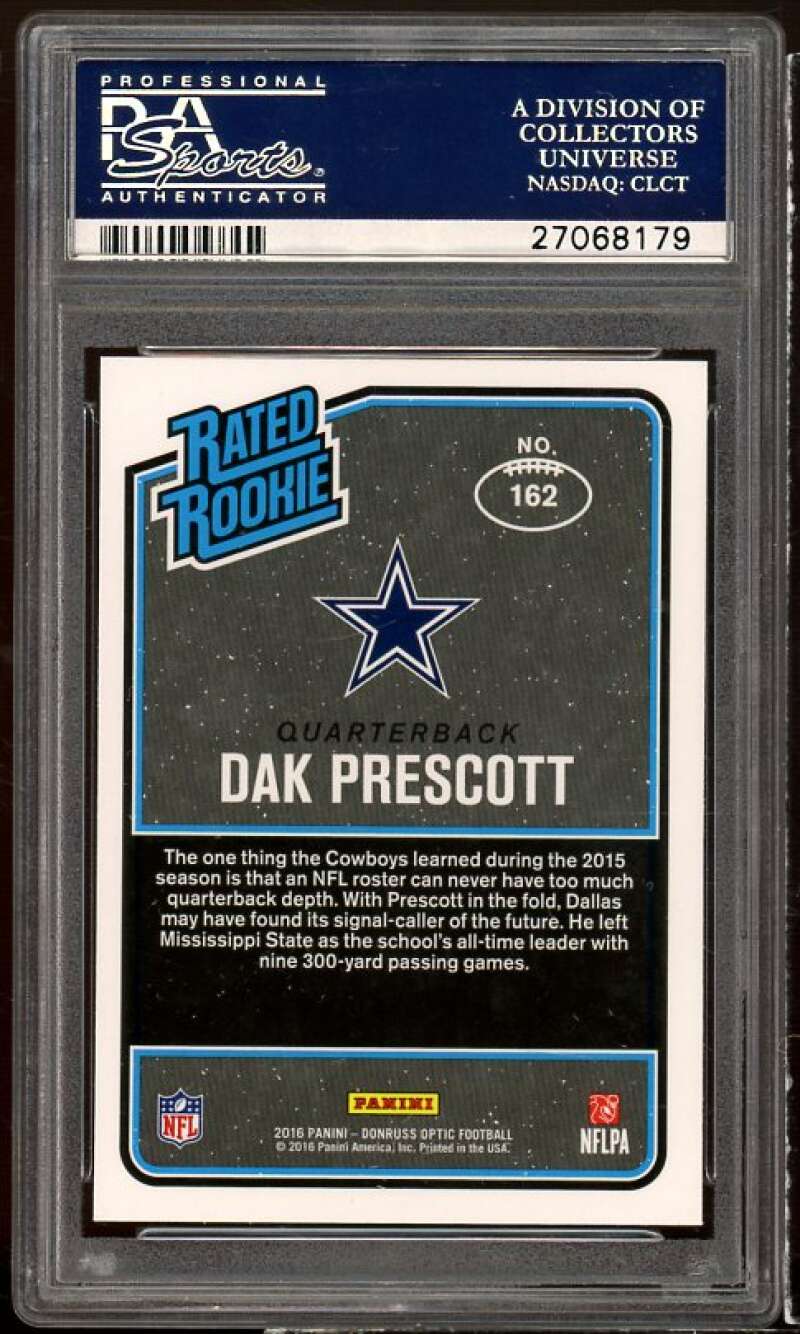 Dak Prescott Rookie Card 2016 Panini Donruss Optic Red yellow #162 PSA 10 Image 2